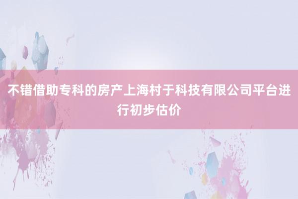 不错借助专科的房产上海村于科技有限公司平台进行初步估价